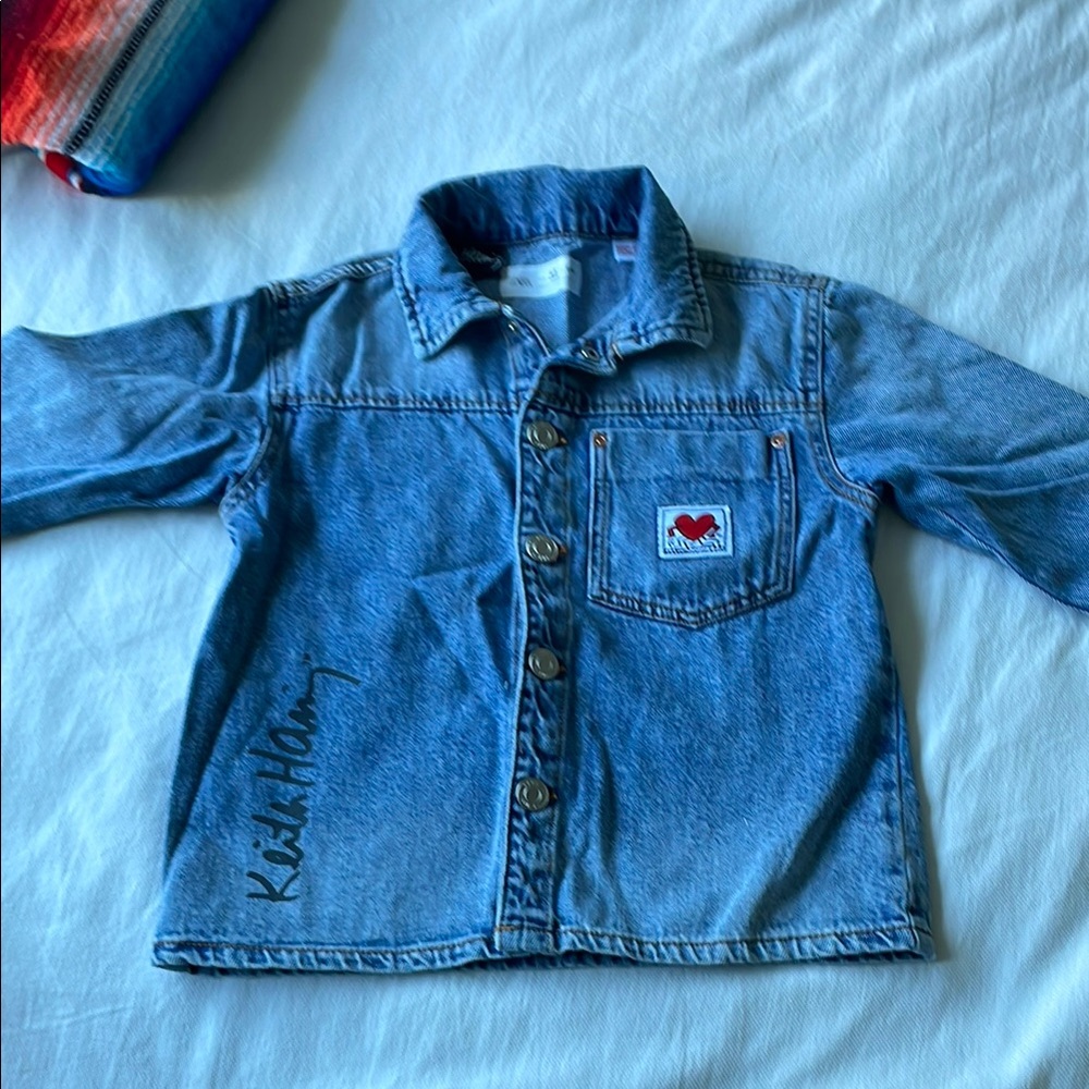 Zara kids Keith Harring Jean overshirt jacket